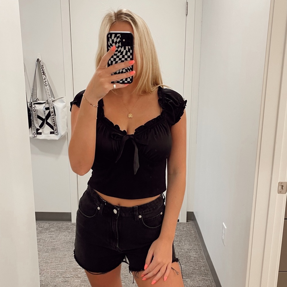 black silky top